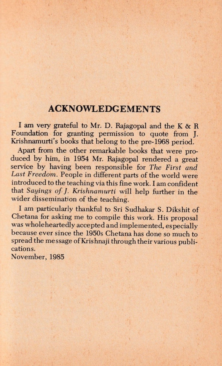 Sayings of J. Krishnamurti