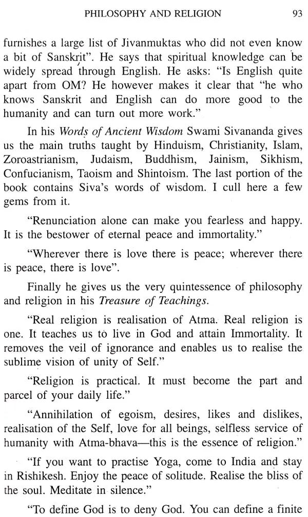 Philosophy and Teachings of Swami Sivananda – A Symposium