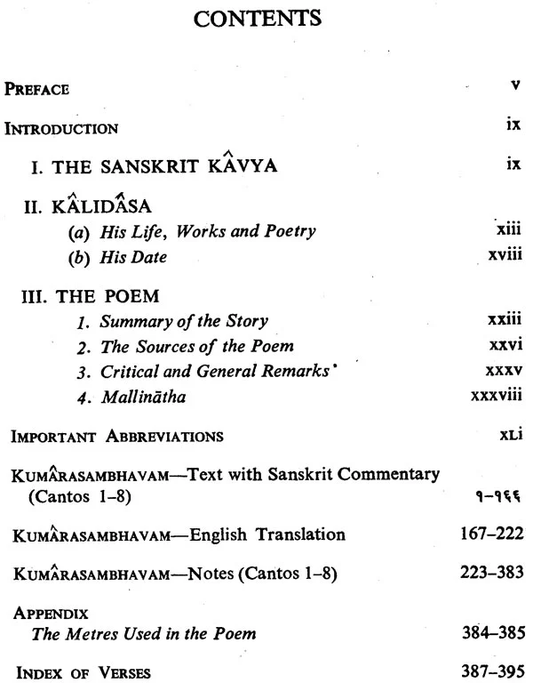 Kumarasambhava of Kalidasa :Cantos I-VIII (Edited with Commentary of Mallinatha