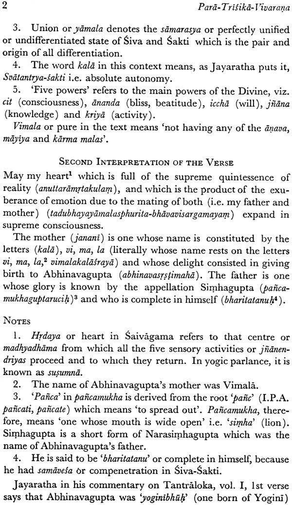 Para-trisika-Vivarana of Abhinavagupta: The Secret of Tantric Mysticism