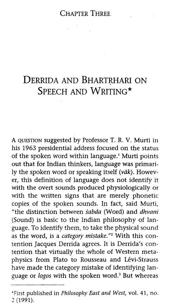 Derrida and Indian Philosophy