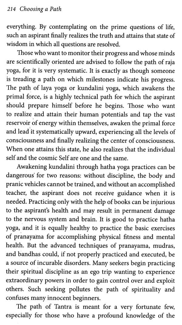 Choosing a Path (Intellect, Action, Devotion, Meditation, Fusion, Primal, Force, Tantra)