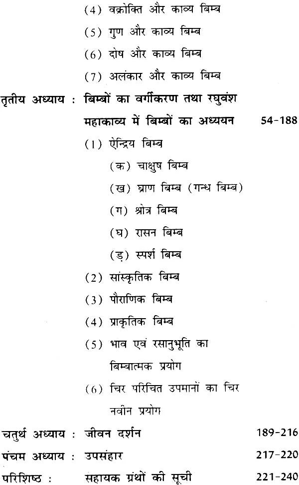 कालिदास के रघुवंश महाकाव्य में बिम्ब विधान (संस्कृत एवं हिंदी अनुवाद),Concept of Bimba in Raghuvamsa of Kalidasa