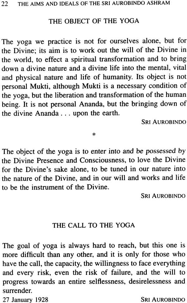 The Aims and Ideals of The Sri Aurobindo Ashram