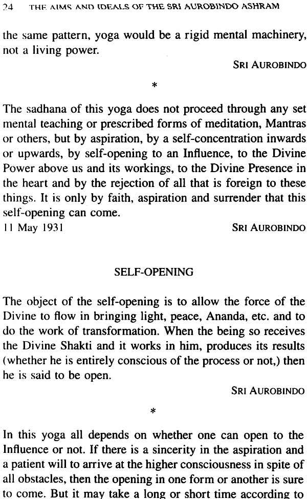 The Aims and Ideals of The Sri Aurobindo Ashram