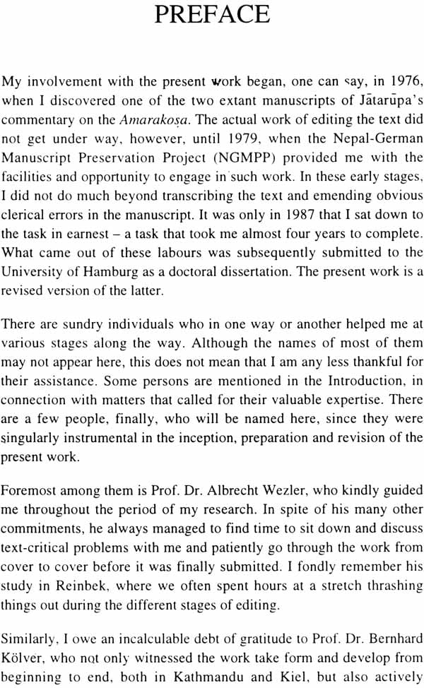 Jatarupa's Commentary on the Amarakosa (2 Parts): For the first time critically edited together with an Introduction, Appendices and Indices