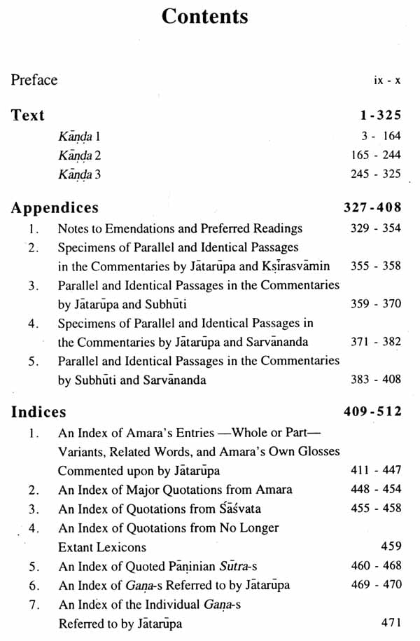 Jatarupa's Commentary on the Amarakosa (2 Parts): For the first time critically edited together with an Introduction, Appendices and Indices