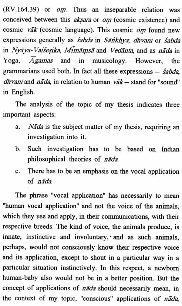 Indian Philosophy of Nada and its Vocal Applications