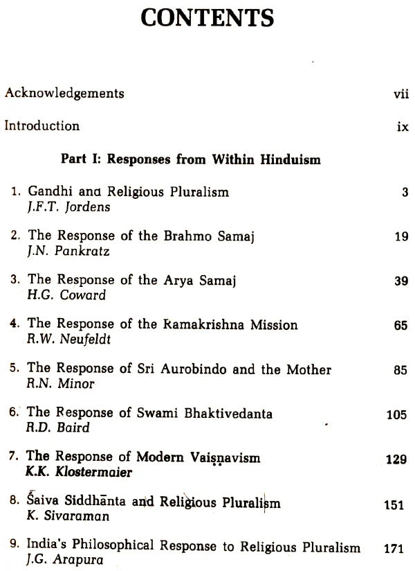 Modern Indian Responses to Religious Pluralism