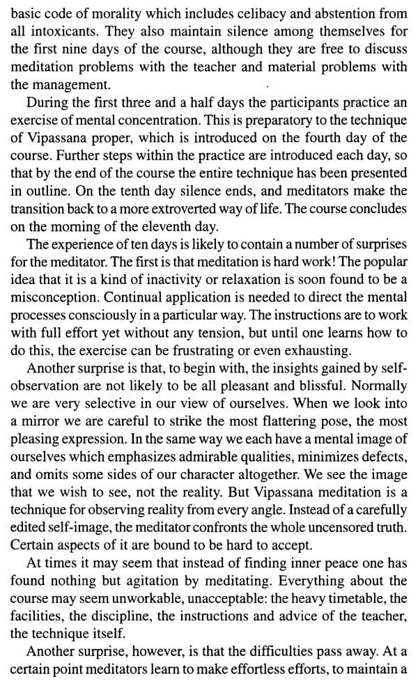 Vipassana Meditation (The Art of Living as Taught by S. N. Goenka)