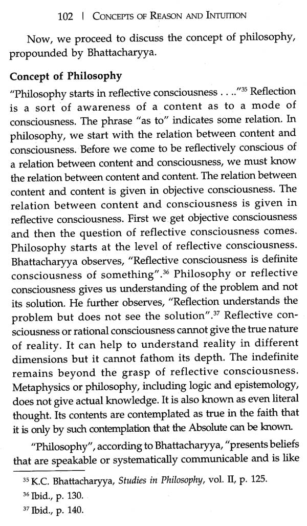 Concepts of Reason and Intuition (With Special Reference to Sri Aurobindo, K.C. Bhattacharyya and S. Radhakrishnan)