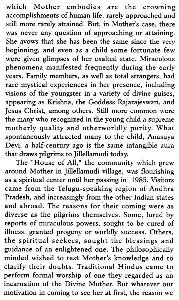 Mother of All,A Revelation of the Motherhood of God in the Life and Teachings of the Jillellamudi Mother