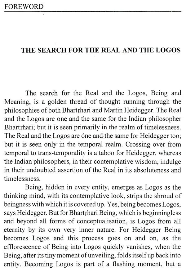 Being Meaning,Reality and Language in Bhartrhari and Heidegger