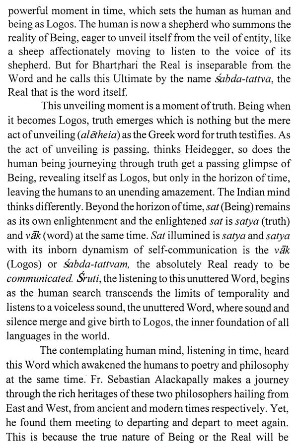 Being Meaning,Reality and Language in Bhartrhari and Heidegger