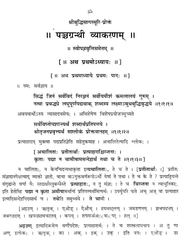 Pancagranthi Vyakarana of Buddhisagarasuri: A Critical Edition